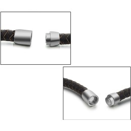Ampia Varietà Di Bracciale In Pelle Di Titanio Marrone