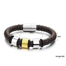 Ampia Varietà Di Bracciale In Pelle Di Titanio Marrone