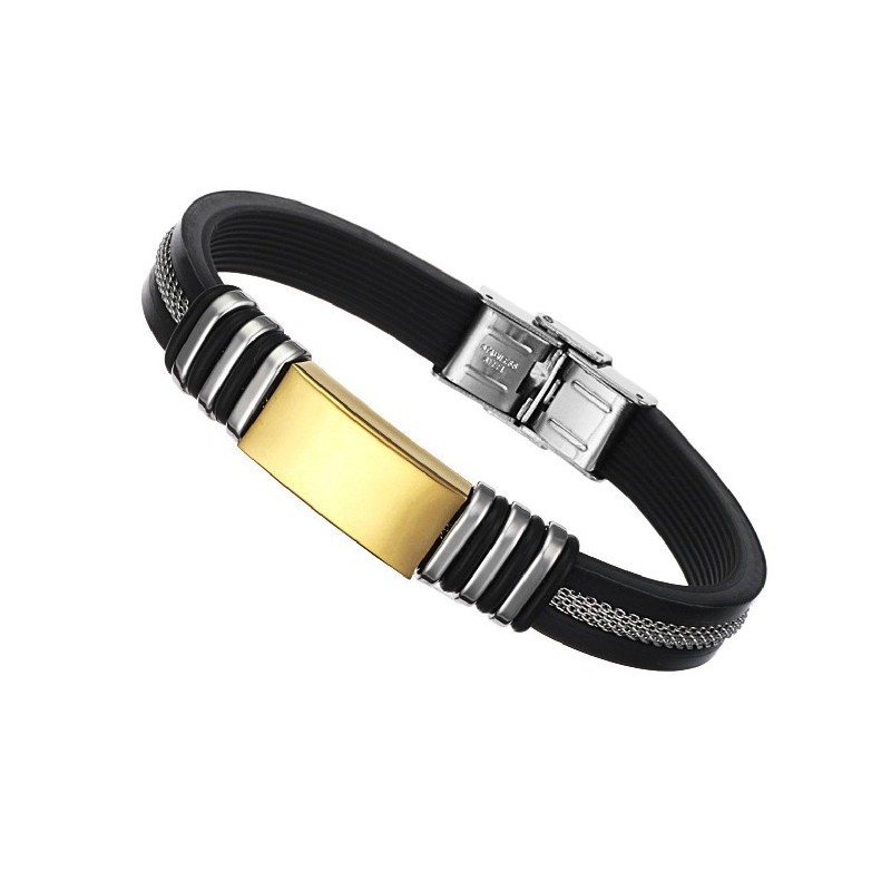 Bracciale In Silicone E Titanio Con Ciondolo Maschile Di Fama Mondiale Bracciale In Silicone E Titanio Con Ciondolo Maschile Di Fama Mondiale