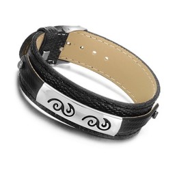 Ampia Varietà Di Bracciale In Pelle Di Titanio Nero