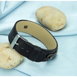 Ampia Varietà Di Bracciale In Pelle Di Titanio Nero