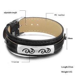 Ampia Varietà Di Bracciale In Pelle Di Titanio Nero