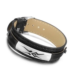 Bracciale In Pelle Di Titanio Nero Di Qualità Stabile