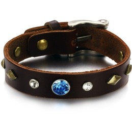 Bracciale In Pelle Di Titanio Retrò Resistente All'Uso Con Strass