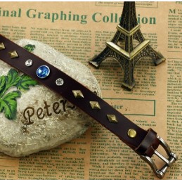 Bracciale In Pelle Di Titanio Retrò Resistente All'Uso Con Strass