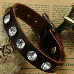 Bracciale In Pelle Di Titanio Retrò Di Alta Qualità Con Strass