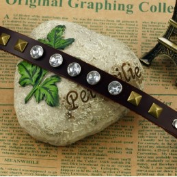 Bracciale In Pelle Di Titanio Retrò Di Alta Qualità Con Strass