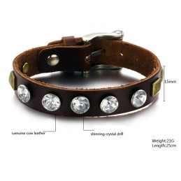 Bracciale In Pelle Di Titanio Retrò Di Alta Qualità Con Strass