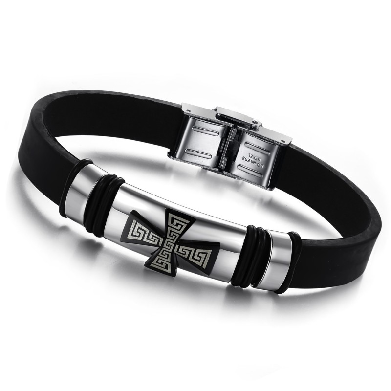 Bracciale In Silicone E Titanio Maschile Di Eccellente Qualità Bracciale In Silicone E Titanio Maschile Di Eccellente Qualità