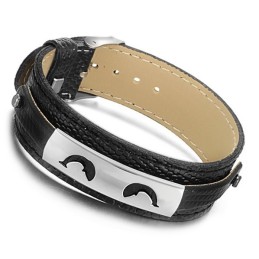Bracciale In Pelle Di Titanio Nero Venduto Bene In Tutto Il Mondo