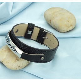 Bracciale In Pelle Di Titanio Nero Di Qualità Superiore