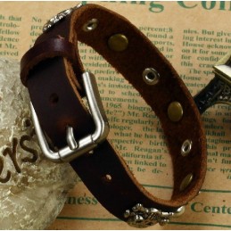 Bracciale In Pelle Di Titanio Retrò Da Uomo Di Qualità Stabile