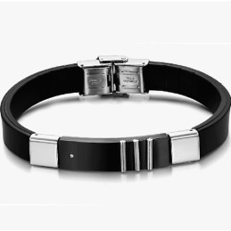 Bracciale In Pelle Di Titanio Nero Resistente All'Uso
