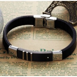 Bracciale In Pelle Di Titanio Nero Resistente All'Uso