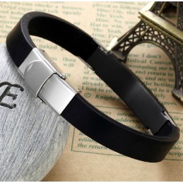 Bracciale In Pelle Di Titanio Nero Resistente All'Uso