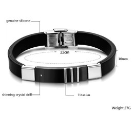 Bracciale In Pelle Di Titanio Nero Resistente All'Uso