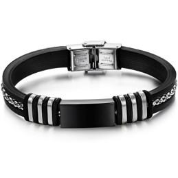 Bracciale In Silicone Di Titanio Nero Resistente All'Uso