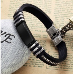 Bracciale In Silicone Di Titanio Nero Resistente All'Uso