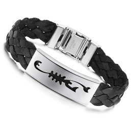 Bracciale In Pelle Di Titanio Con Scorpione Maschile Facile Da Usare