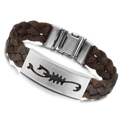 Bracciale In Pelle Di Titanio Con Scorpione Maschile Facile Da Usare