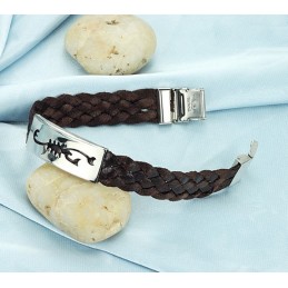 Bracciale In Pelle Di Titanio Con Scorpione Maschile Facile Da Usare