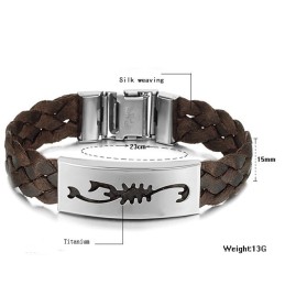 Bracciale In Pelle Di Titanio Con Scorpione Maschile Facile Da Usare