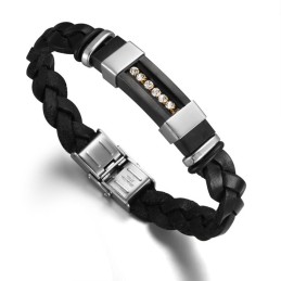 Bracciale In Pelle Di Titanio Nero Da Uomo, Con Reputazione Affidabile