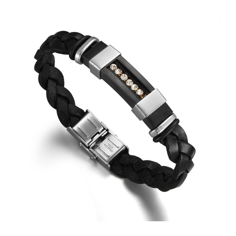 Bracciale In Pelle Di Titanio Nero Da Uomo, Con Reputazione Affidabile Bracciale In Pelle Di Titanio Nero Da Uomo, Con Reputazione Affidabile