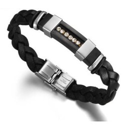 Bracciale In Pelle Di Titanio Nero Da Uomo, Con Reputazione Affidabile