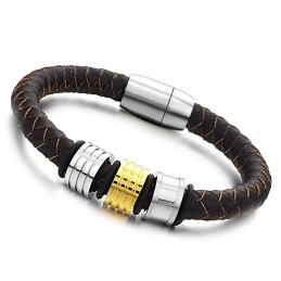 Bracciale Da Uomo In Pelle Di Titanio Marrone, Qualità E Quantità Garantite