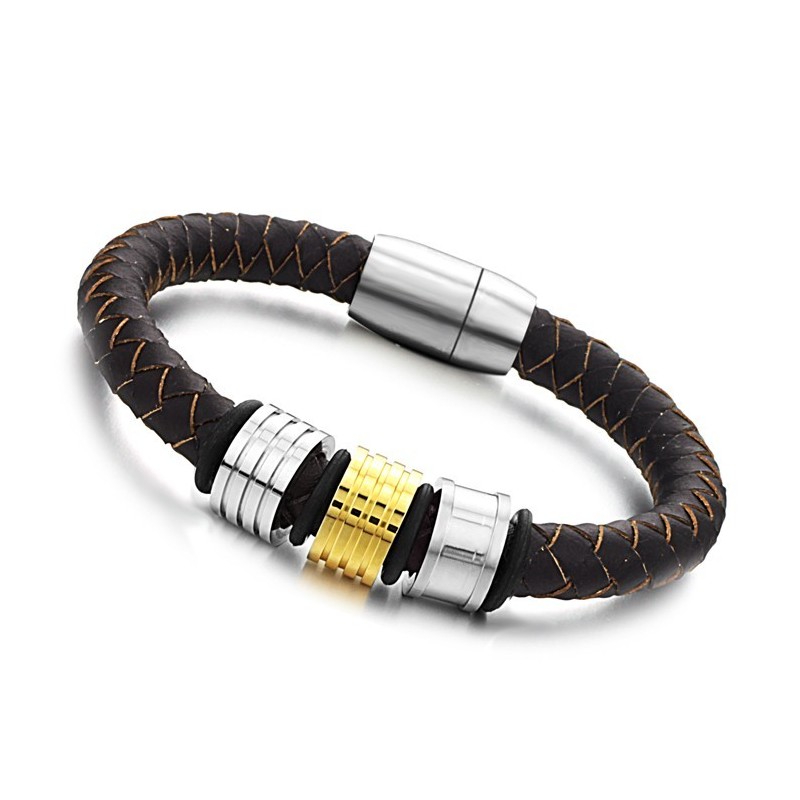 Bracciale Da Uomo In Pelle Di Titanio Marrone, Qualità E Quantità Garantite Bracciale Da Uomo In Pelle Di Titanio Marrone, Qualità E Quantità Garantite