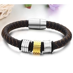 Bracciale Da Uomo In Pelle Di Titanio Marrone, Qualità E Quantità Garantite