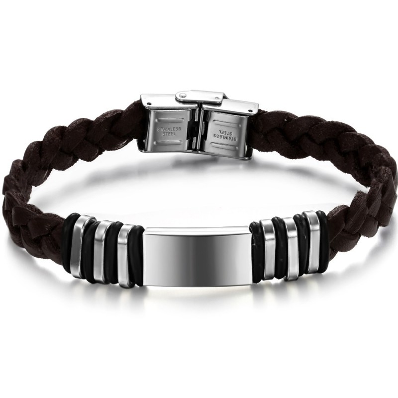 Bracciale In Pelle Di Titanio Marrone Di Qualità Affidabile Bracciale In Pelle Di Titanio Marrone Di Qualità Affidabile