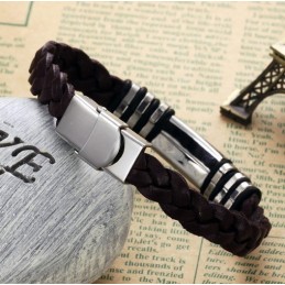Bracciale In Pelle Di Titanio Marrone Di Qualità Affidabile