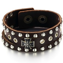 Bracciale In Pelle Di Titanio Con Croce Di Alta Qualità
