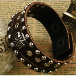 Bracciale In Pelle Di Titanio Con Croce Di Alta Qualità
