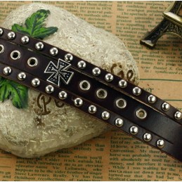 Bracciale In Pelle Di Titanio Con Croce Di Alta Qualità