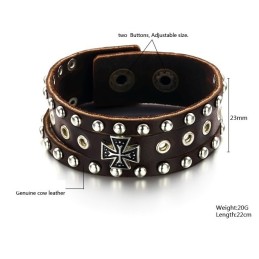 Bracciale In Pelle Di Titanio Con Croce Di Alta Qualità