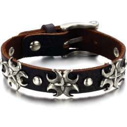 Bracciale In Pelle Di Titanio Con Croce Di Qualità Queen Of The Quality