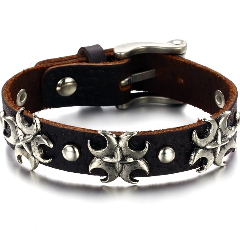 Bracciale In Pelle Di Titanio Con Croce Di Qualità Queen Of The Quality Bracciale In Pelle Di Titanio Con Croce Di Qualità Queen Of The Quality