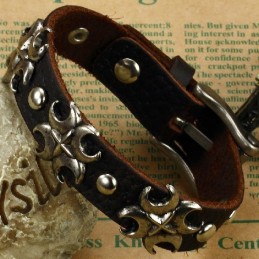 Bracciale In Pelle Di Titanio Con Croce Di Qualità Queen Of The Quality