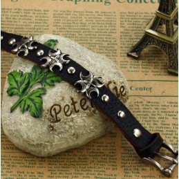 Bracciale In Pelle Di Titanio Con Croce Di Qualità Queen Of The Quality