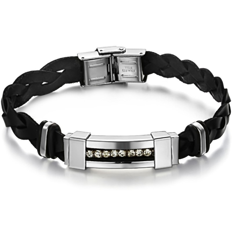Bracciale In Pelle Di Titanio Con Strass, Venduto Bene In Tutto Il Mondo