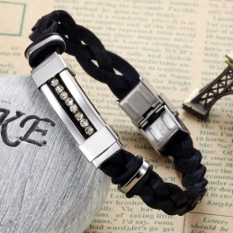 Bracciale In Pelle Di Titanio Con Strass, Venduto Bene In Tutto Il Mondo