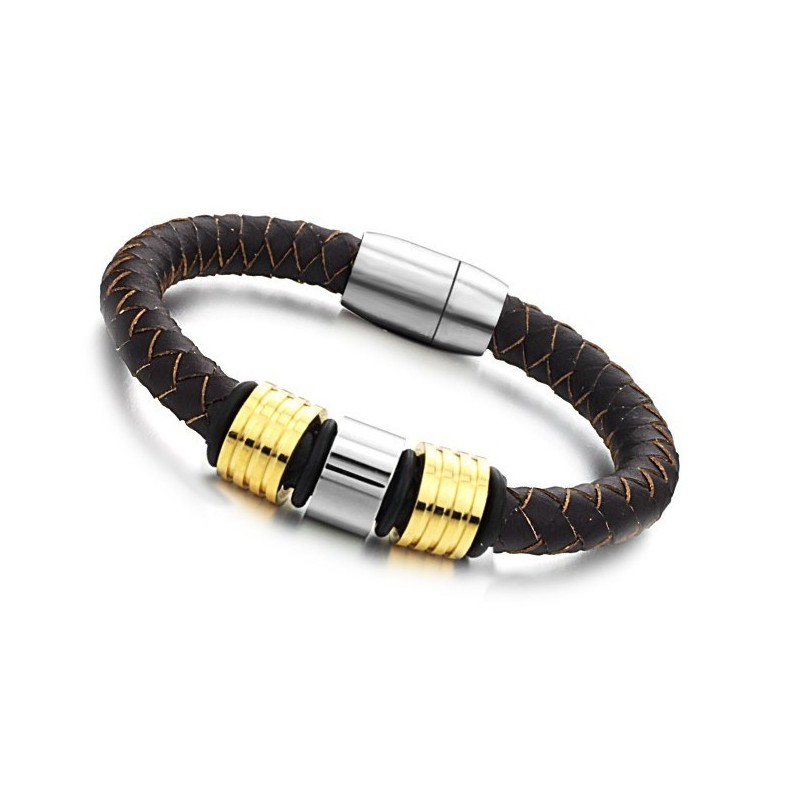 Bracciale Da Uomo In Pelle Di Titanio Marrone Di Eccellente Qualità Bracciale Da Uomo In Pelle Di Titanio Marrone Di Eccellente Qualità