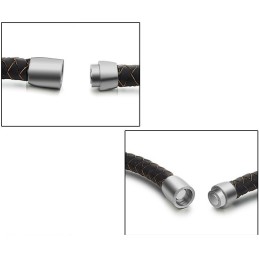 Bracciale Da Uomo In Pelle Di Titanio Marrone Di Eccellente Qualità