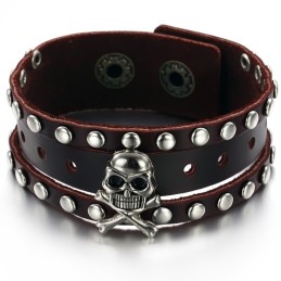 Bracciale In Pelle Di Titanio Con Teschio Maschile, Qualità E Quantità Garantite