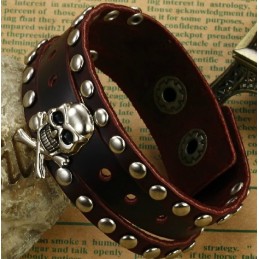 Bracciale In Pelle Di Titanio Con Teschio Maschile, Qualità E Quantità Garantite