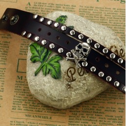 Bracciale In Pelle Di Titanio Con Teschio Maschile, Qualità E Quantità Garantite