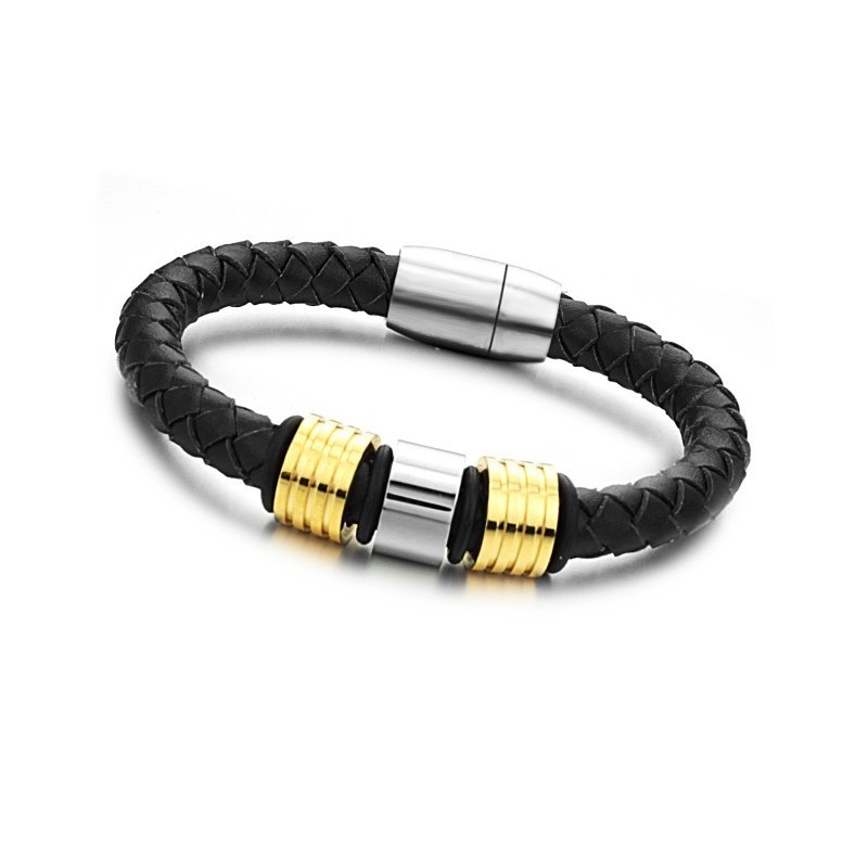Bracciale In Pelle Di Titanio Nero Di Qualità Superiore Bracciale In Pelle Di Titanio Nero Di Qualità Superiore